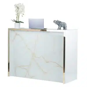 Mostrador de recepción blanco mármol
